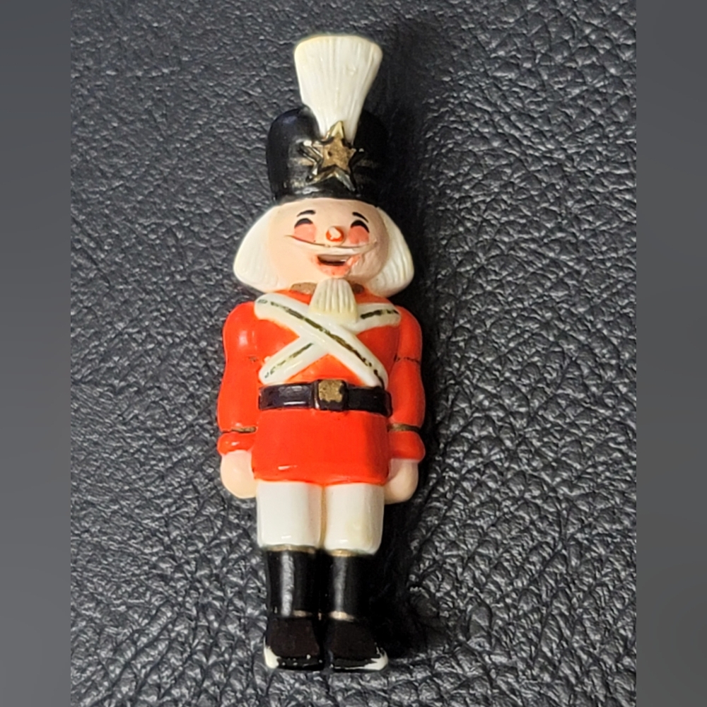 Signed Nutcracker Christmas Brooch - Hallmark Car… - image 1
